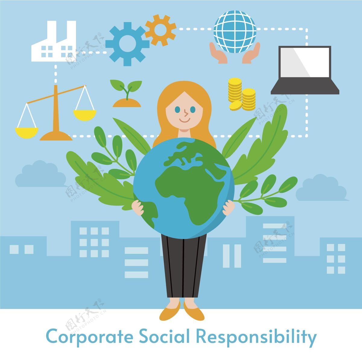责任平面设计企业社会责任概念插图社会公司企业