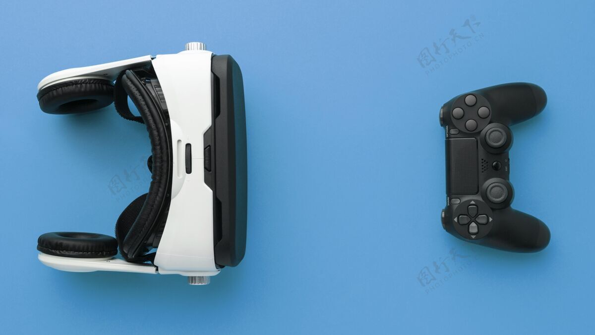 虚拟现实眼镜顶视图虚拟现实耳机与操纵杆技术虚拟现实虚拟现实模拟器