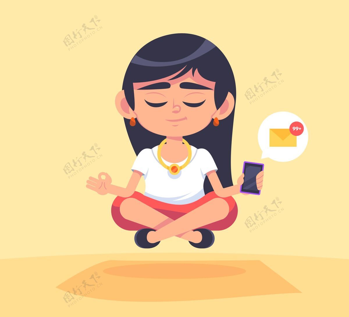 身体卡通商人冥想和平瑜伽健康