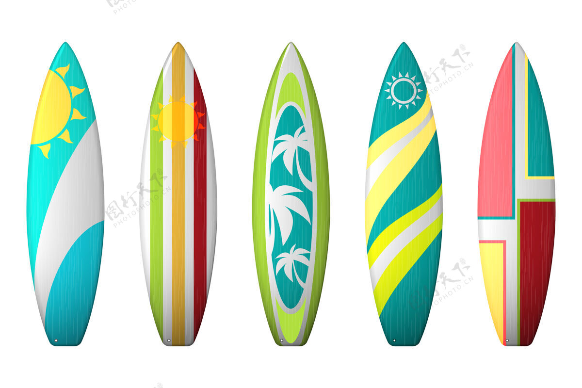 多彩冲浪板设计冲浪板着色套装休闲运动现代