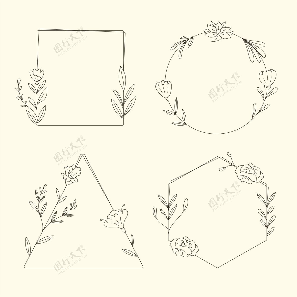 几何手绘花架系列框架收藏花框架