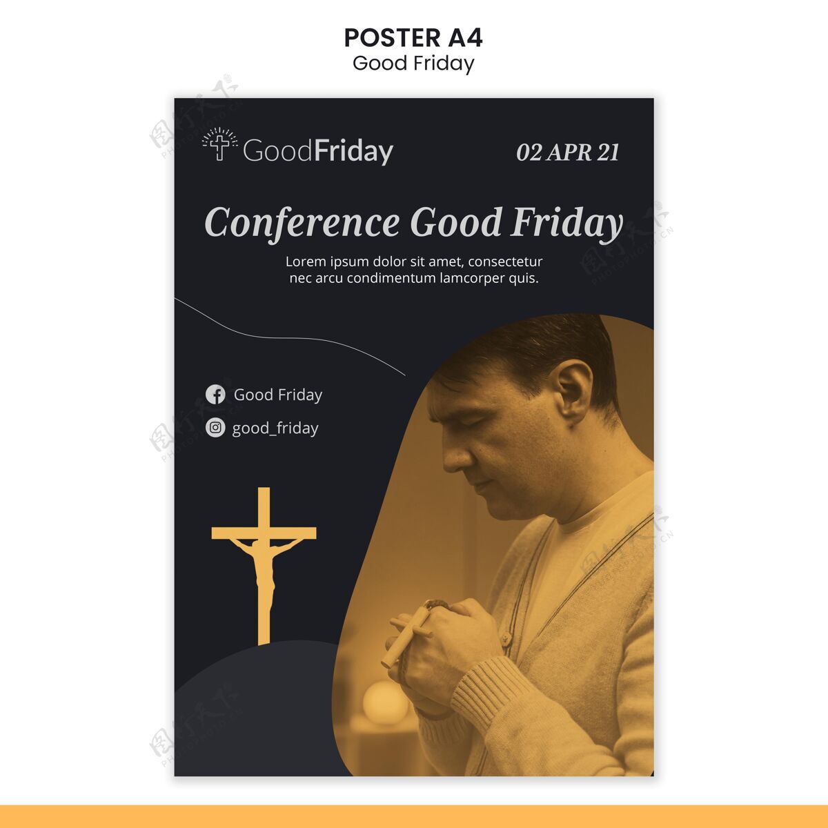 基督教耶稣受难节海报模板与照片宗教海报十字架