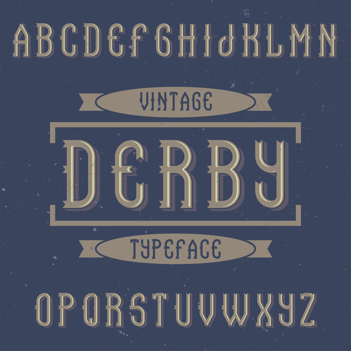 设计古老的字母和标签字体命名德比字母旧排版