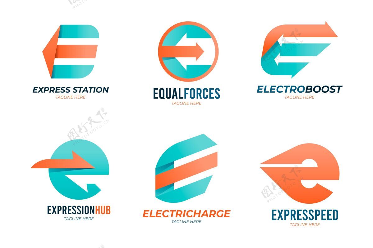 品牌收集不同的e标志ELogoBusiness公司标识