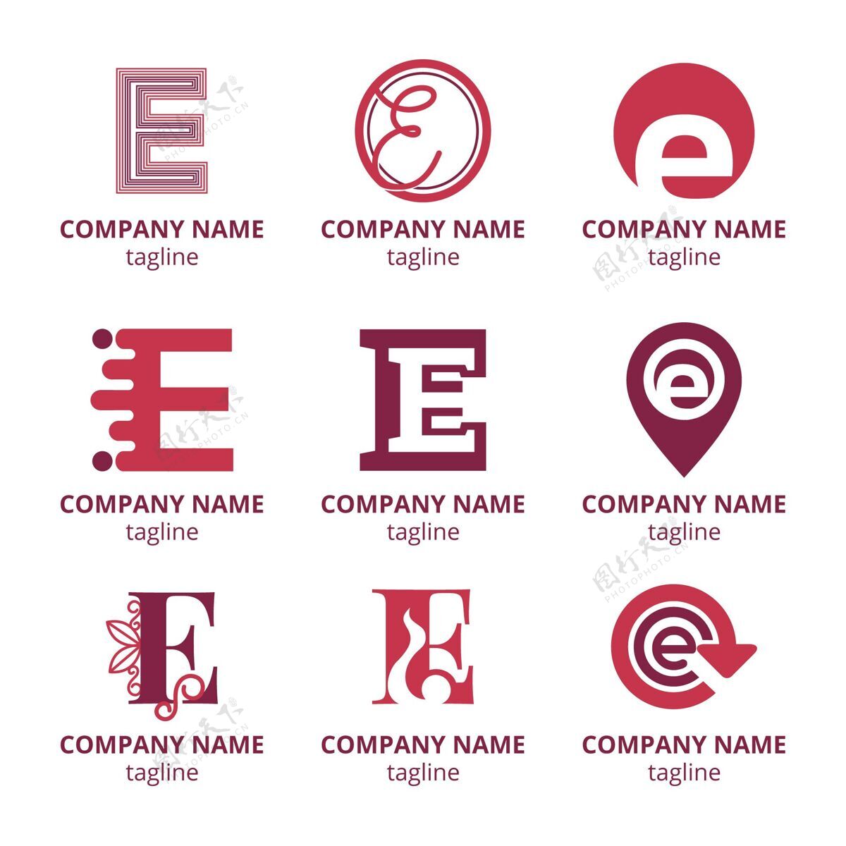Collection平面设计e标志模板集CompanyBranding标签行