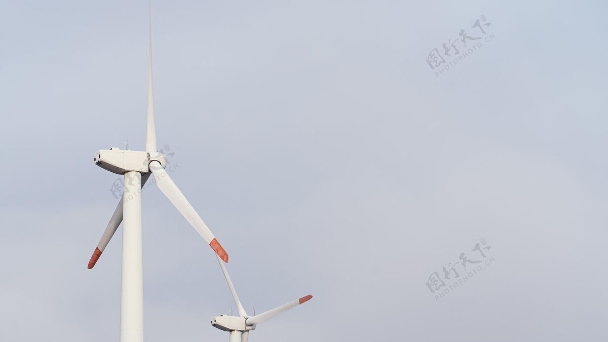 可持续发展低角度风力涡轮机发电环境可再生能源绿色能源