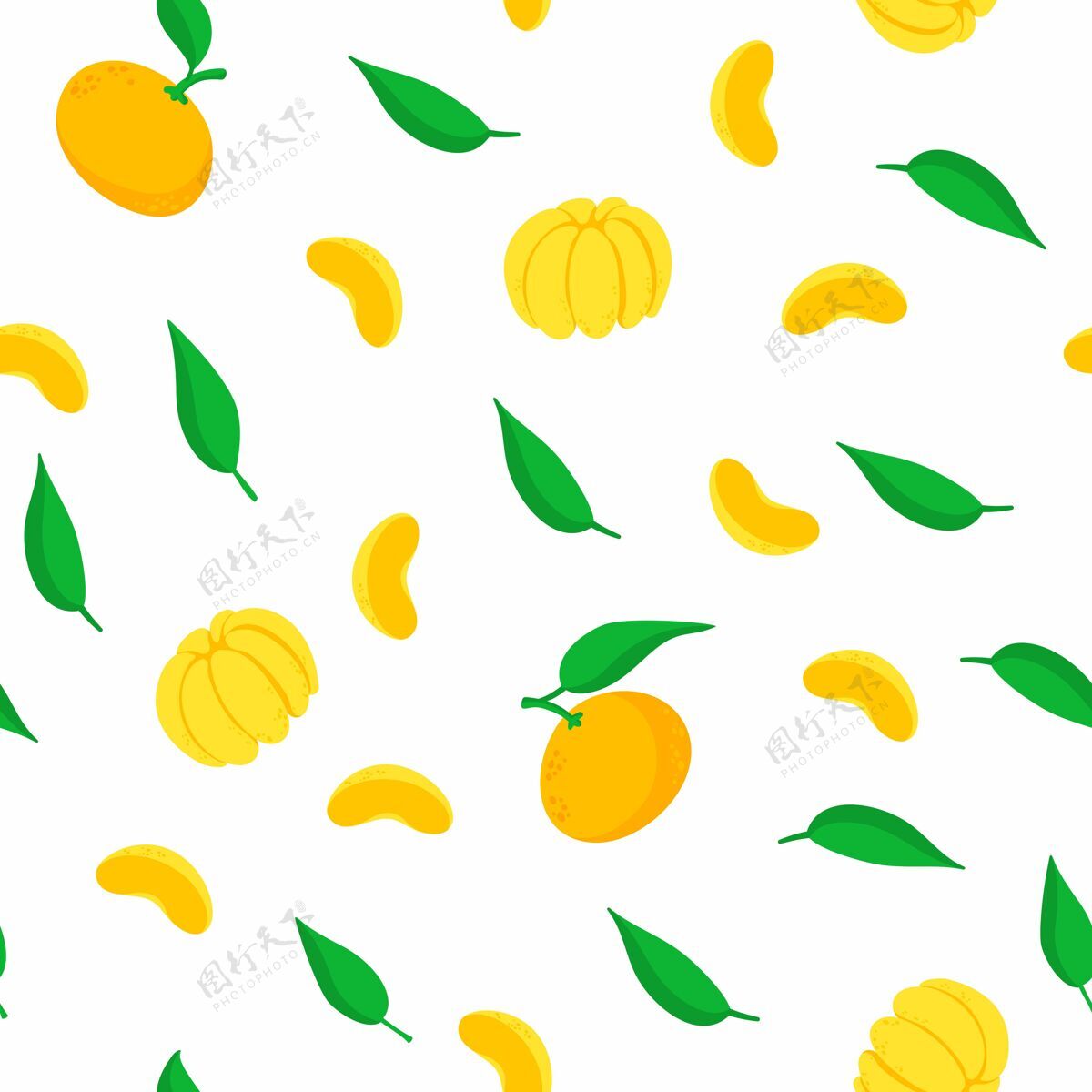 多汁橘子无缝图案健康素食质地
