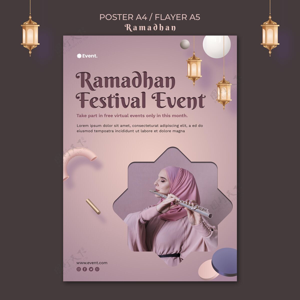 宗教斋月活动传单模板与照片海报伊斯兰教文化