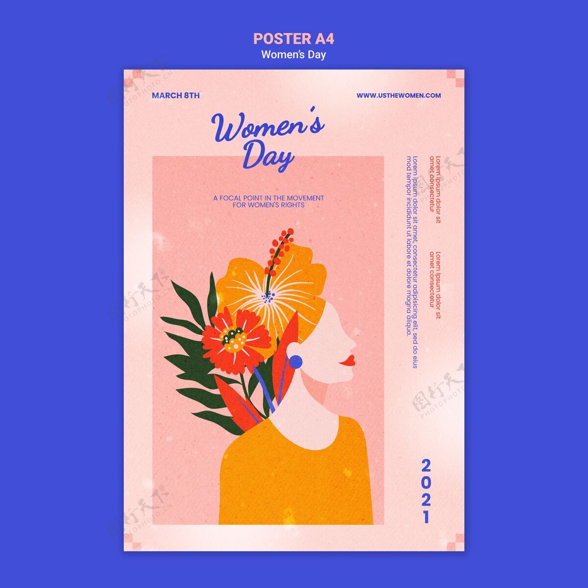 印刷模板美丽的妇女节海报模板插图自由海报女性