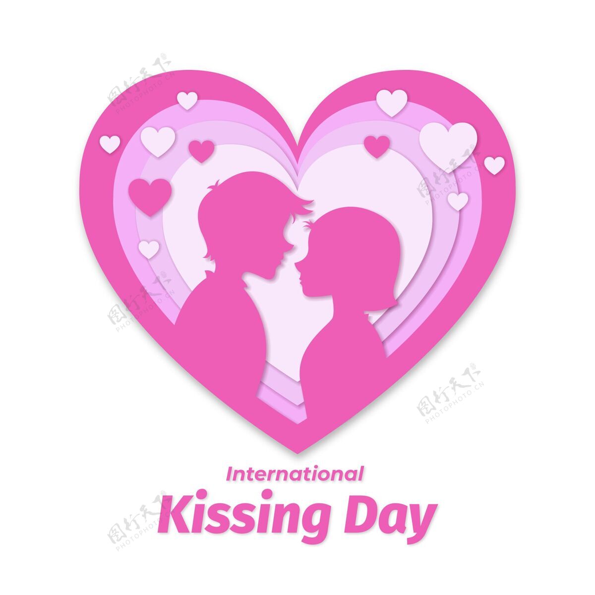 浪漫国际接吻日纸制插画浪漫接吻日爱