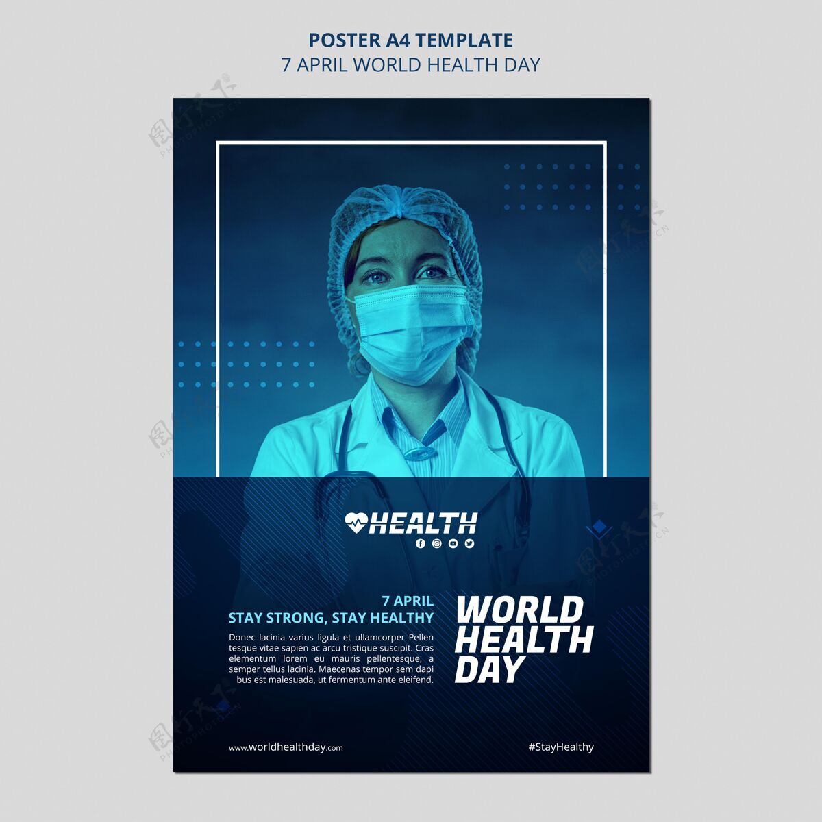 医疗保健世界卫生日传单模板世界卫生日健康专业人士传单