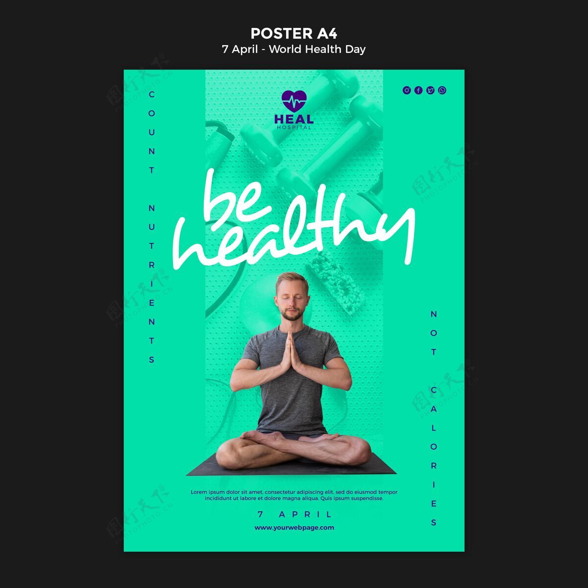 医学创意世界卫生日海报模板与照片健康模板健康专业人士