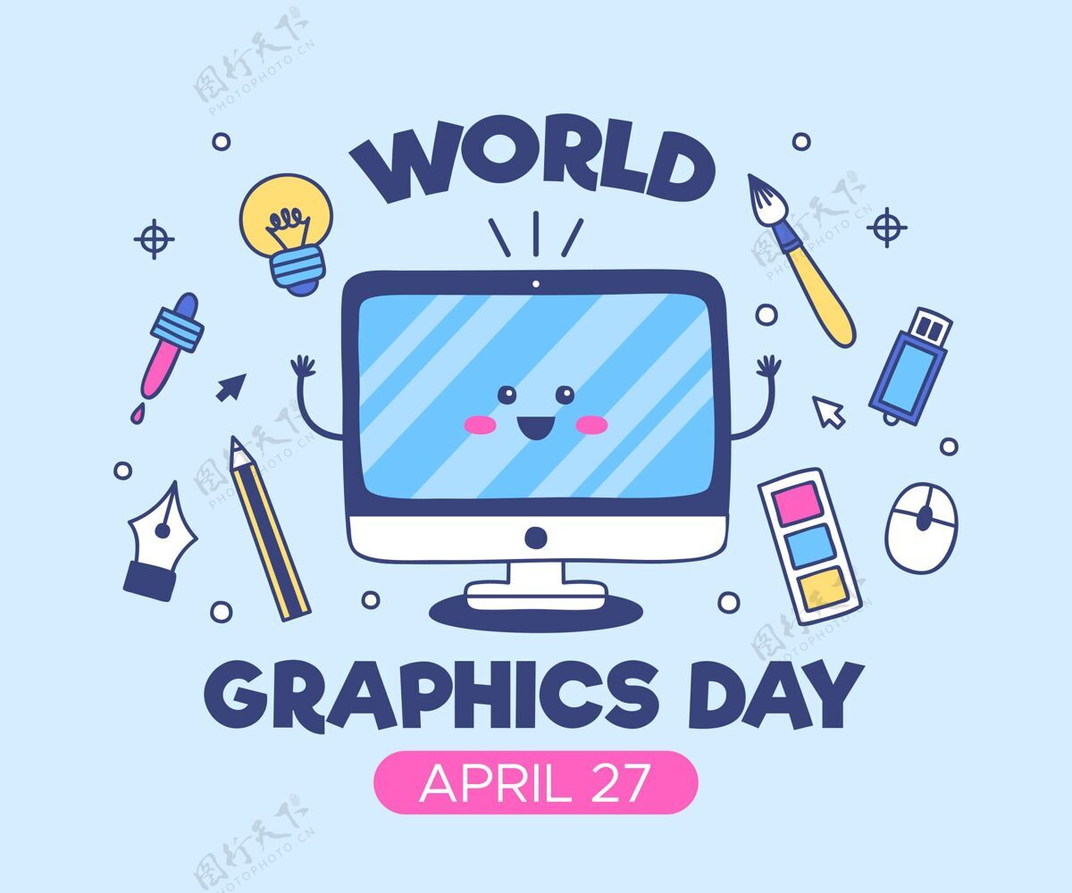 世界图形日手绘世界图形日插画图形设计师图形国际