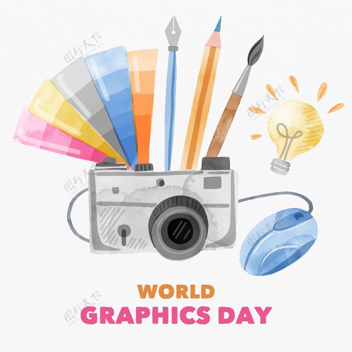 图形手绘世界图形日插画全球世界图形日手绘