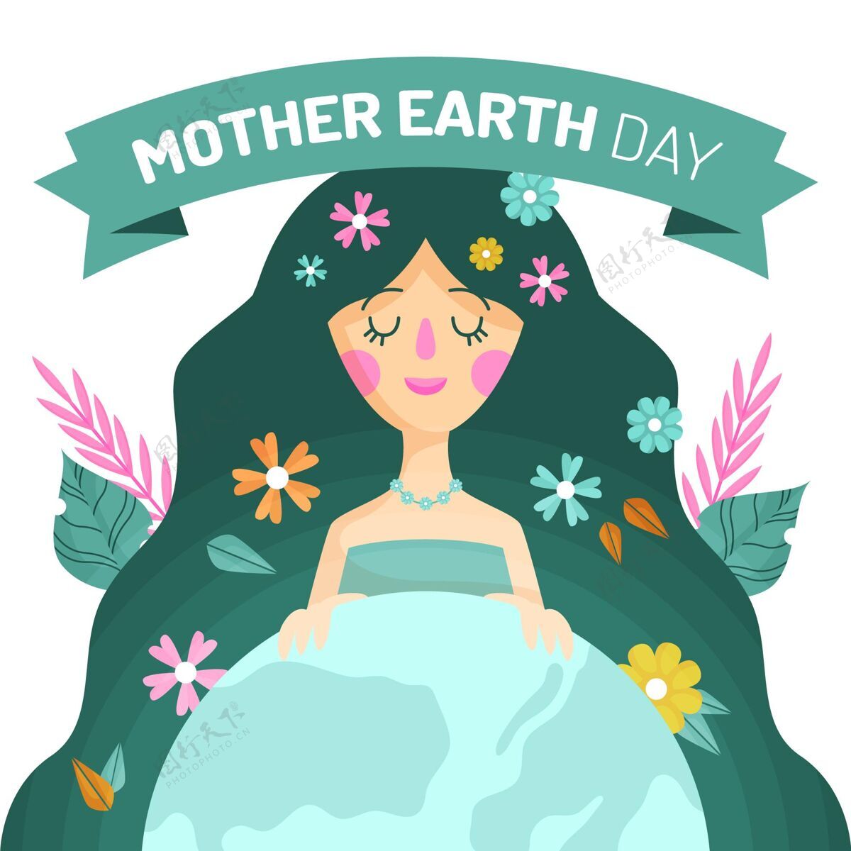 全球地球母亲节插图自然平面设计插图
