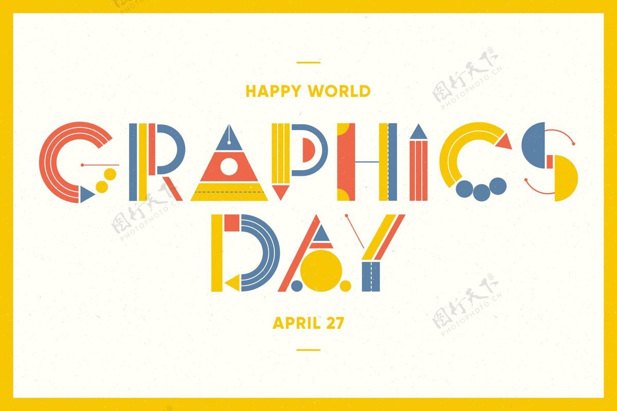 国际平面世界图形日横幅通信设计图形4月27日