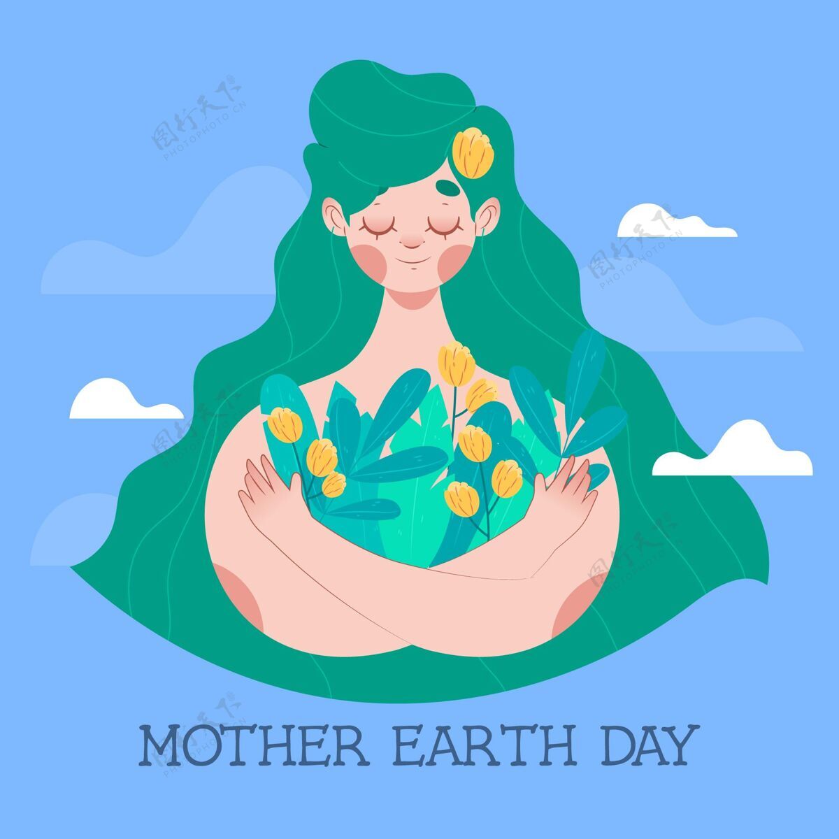 自然手绘地球母亲节插图4月22日实习生手绘