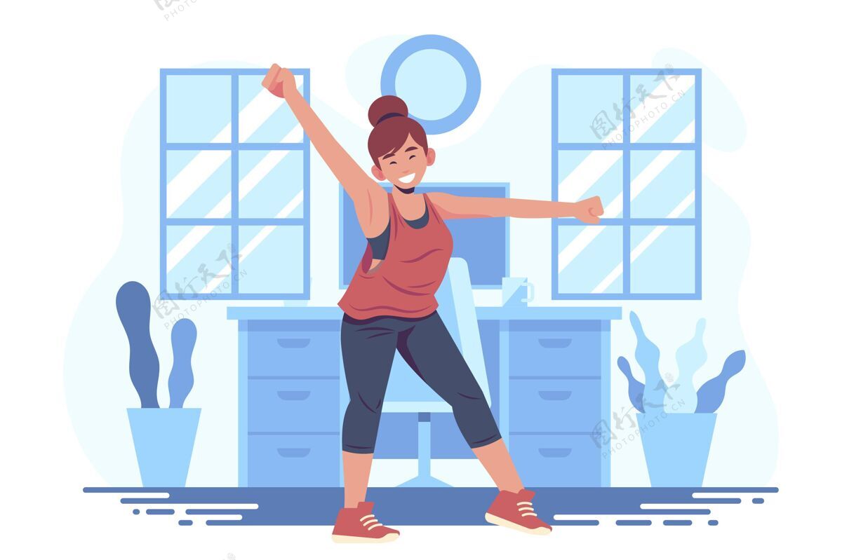 女人在家跳舞健身插图娱乐舞蹈训练