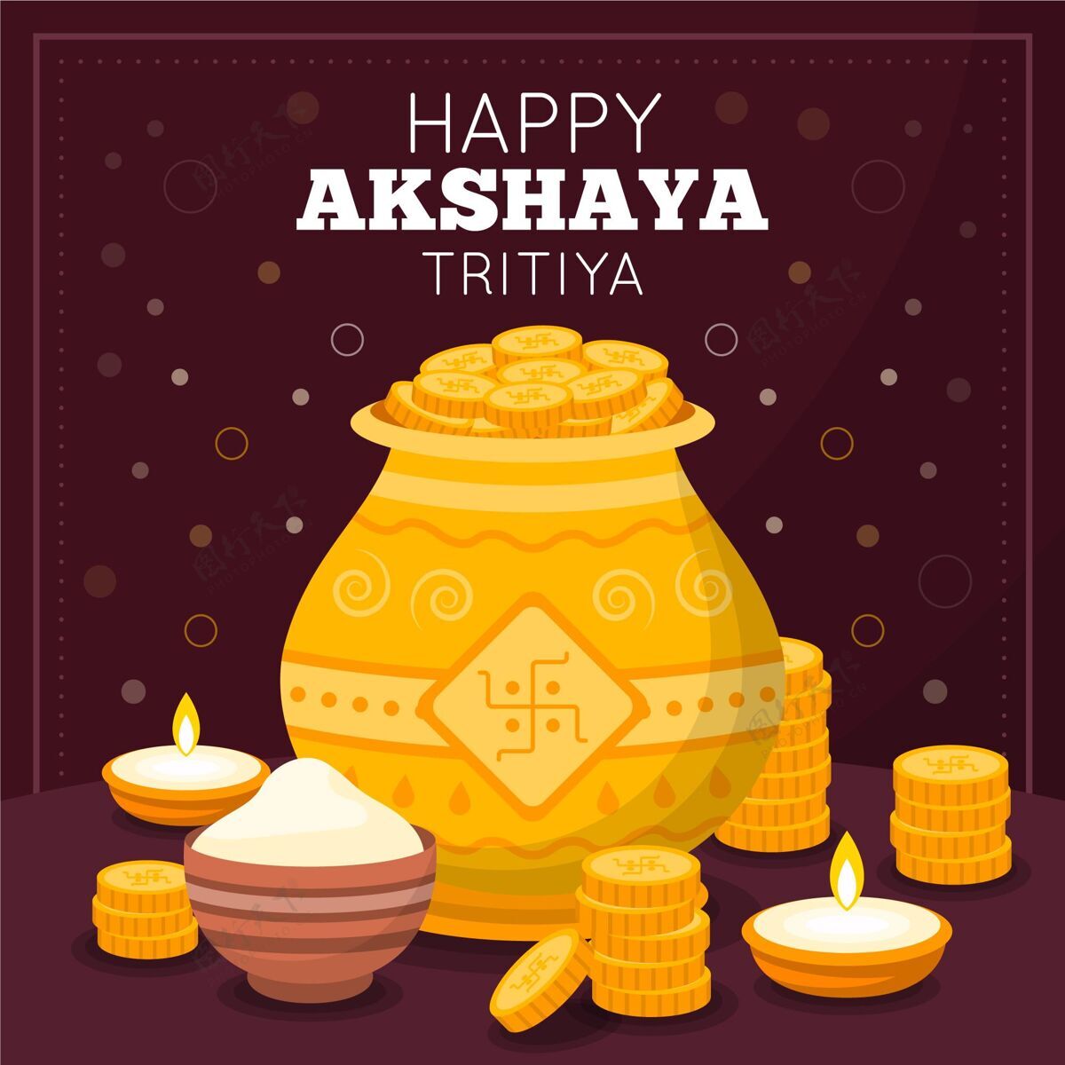 平面平面akshayatritiya插图印度教节日插画