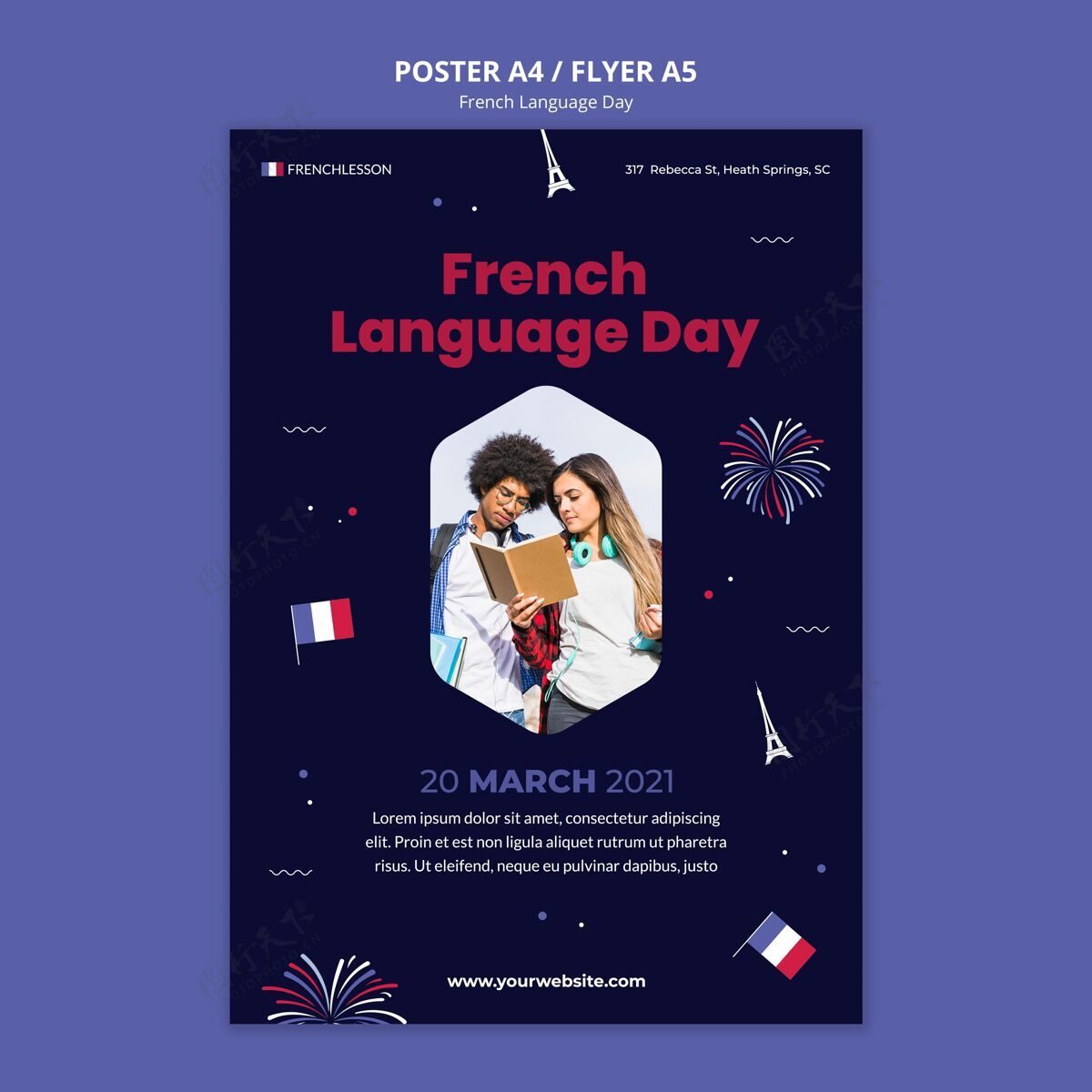 模板法语日海报模板国家语言谈话