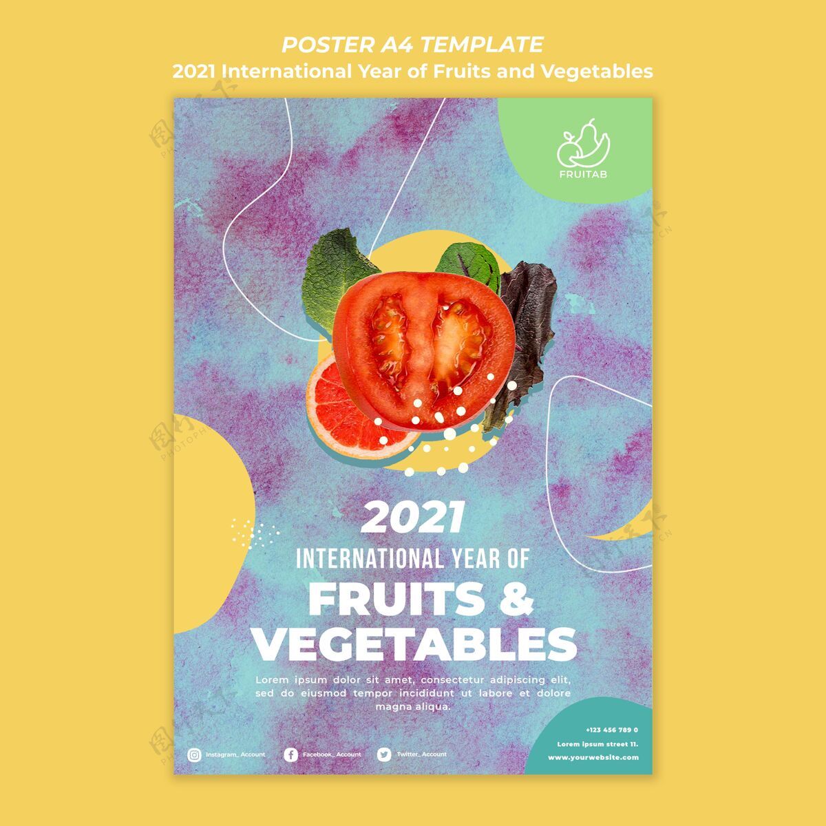 世界各地国际果蔬年海报模板自然传单水果