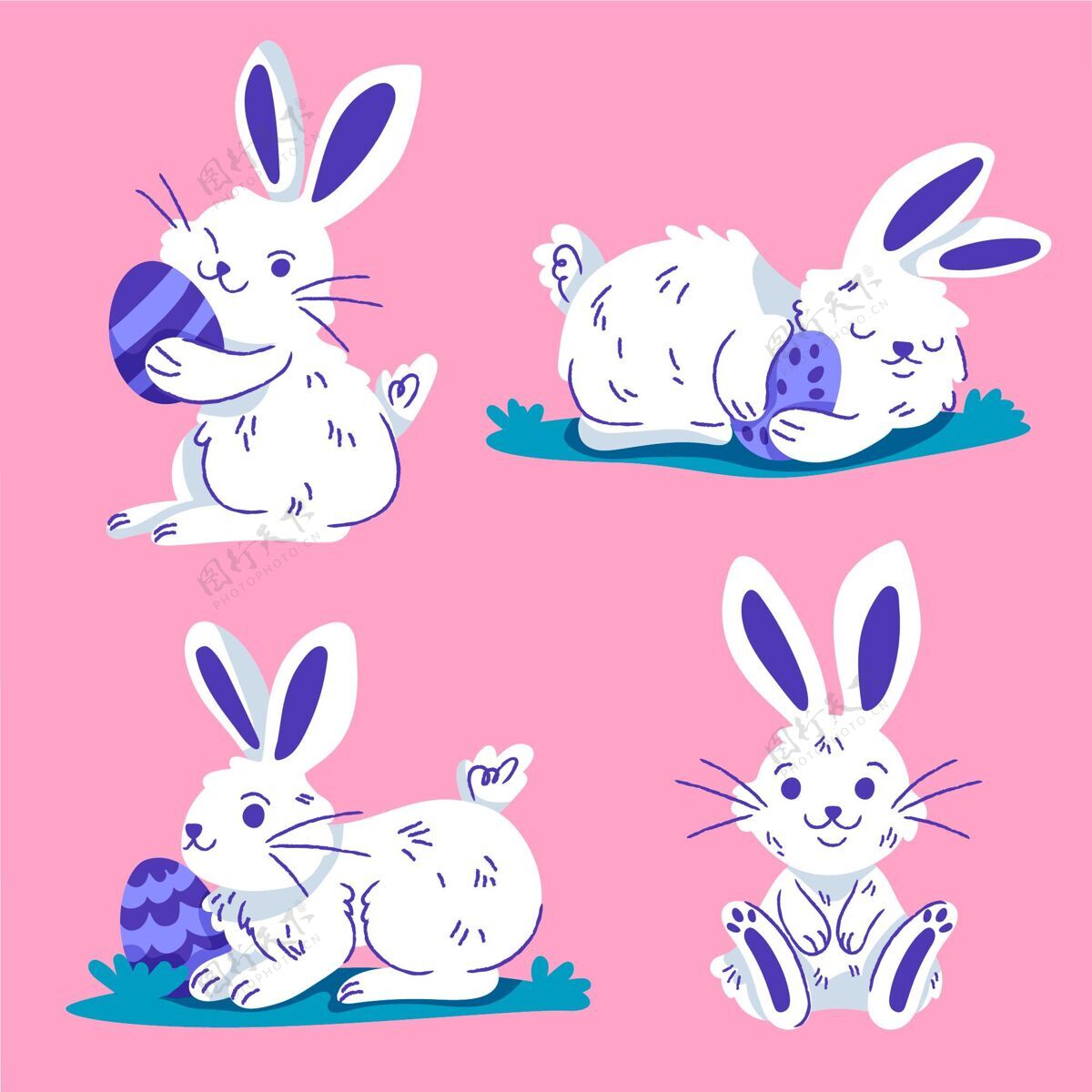 复活节手绘复活节兔子系列手绘分类帕斯卡