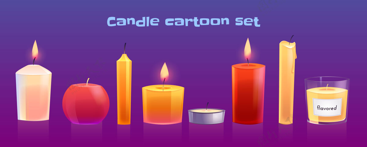 生日一套不同形状的卡通蜡烛设置装饰芳香疗法