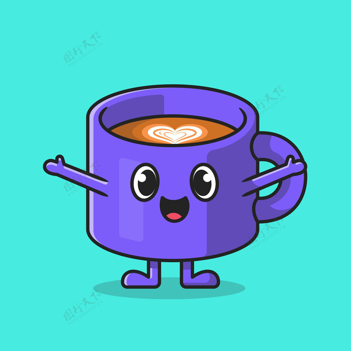 酿造可爱的快乐咖啡杯卡通图标插图可爱浓缩咖啡热