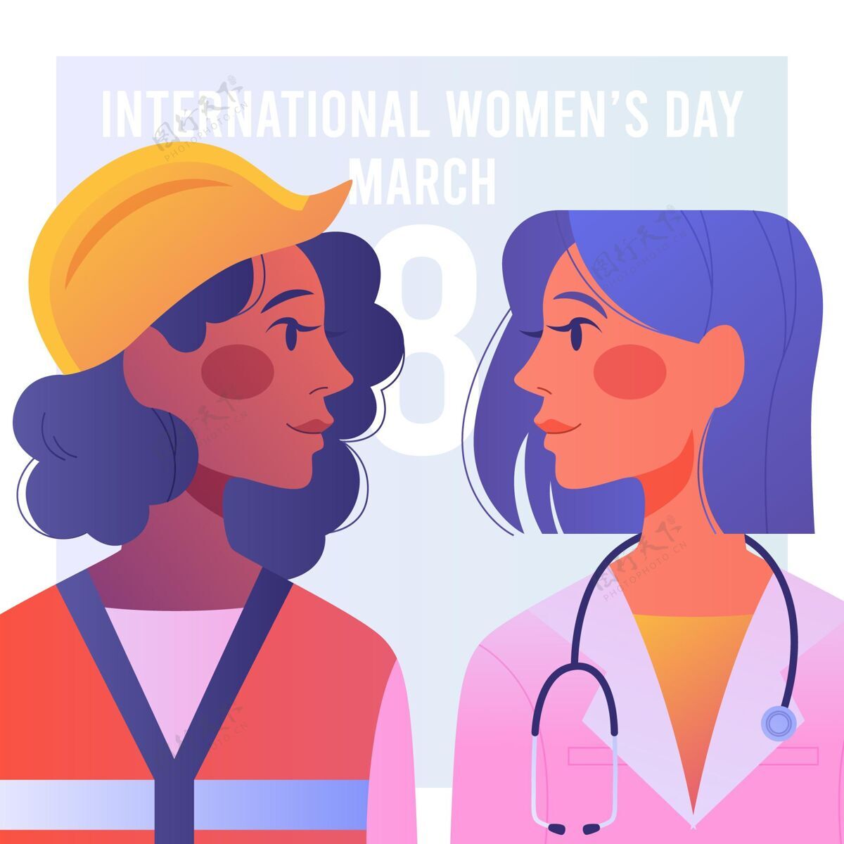 插图梯度国际妇女节插图与女性职业女性妇女权利平等