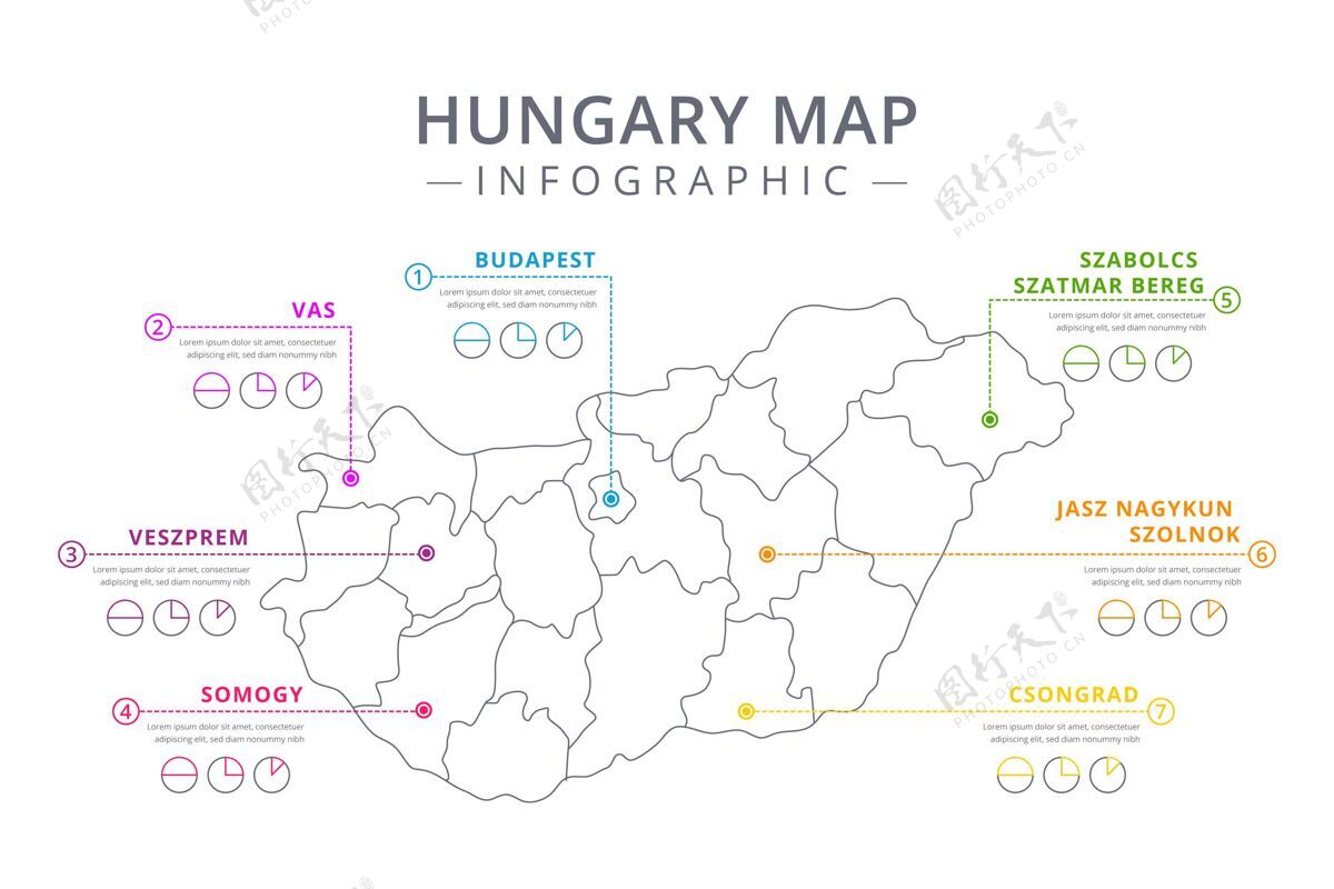 信息图线性匈牙利地图信息图形模板模板制图统计