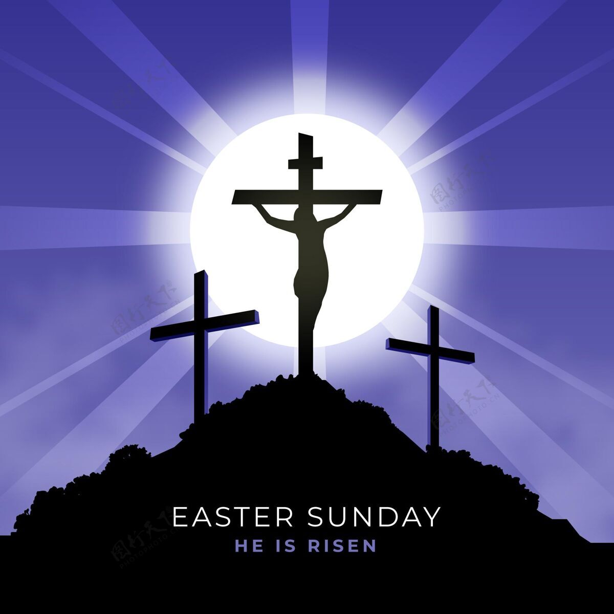 插图复活节周日插画复活节周日平面设计十字架