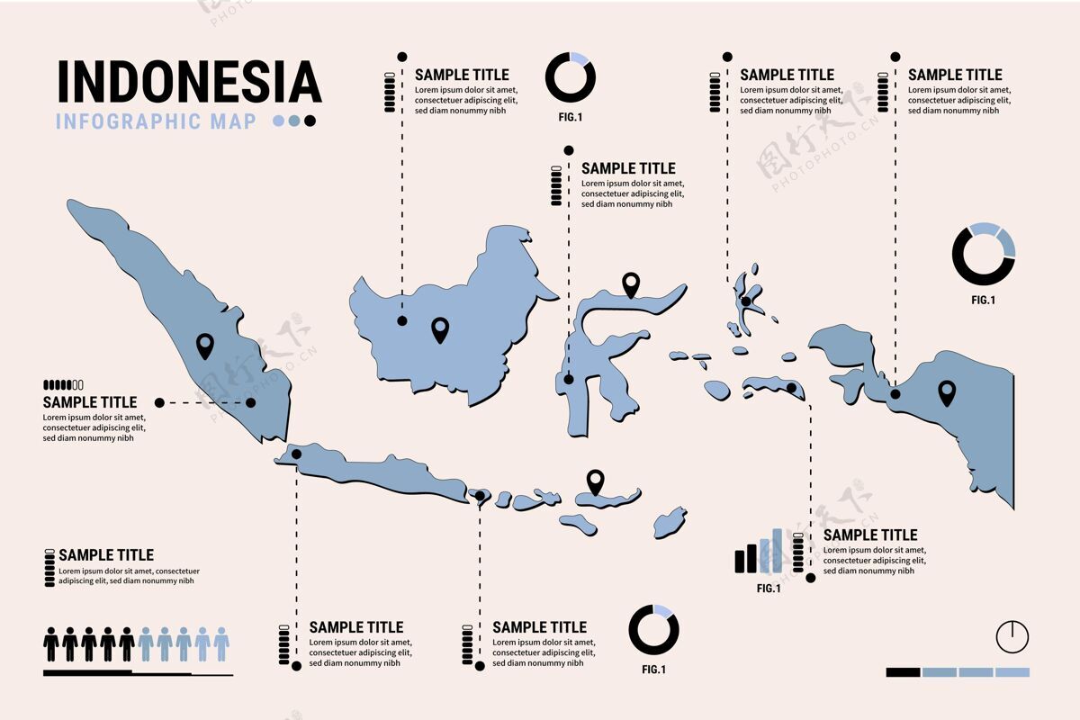 地形平面设计印尼地图信息图平面设计信息印度尼西亚