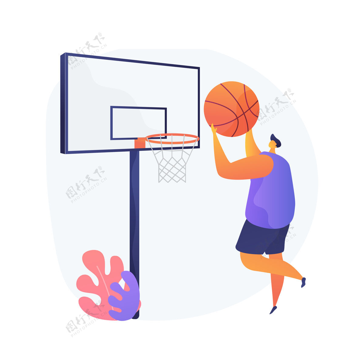 专业篮球抽象概念矢量插图冠军联赛 游戏玩家 篮网 锦标赛冠军 职业大学运动队 打球 美国竞技场抽象隐喻篮球运动运动员