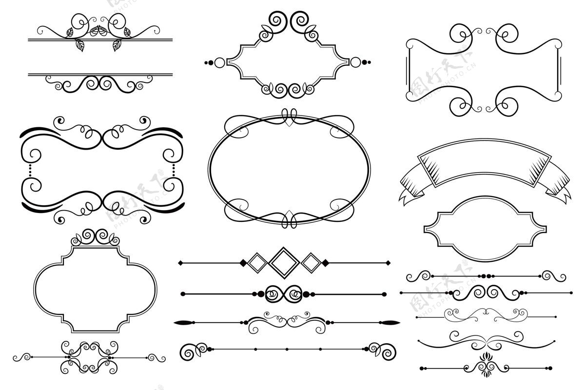 形状书法装饰元素收藏插图框架正式