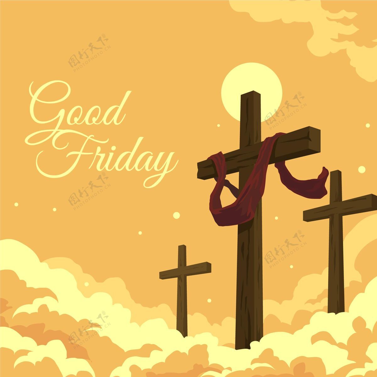 耶稣受难日耶稣受难节十字架插画假日公寓圣周