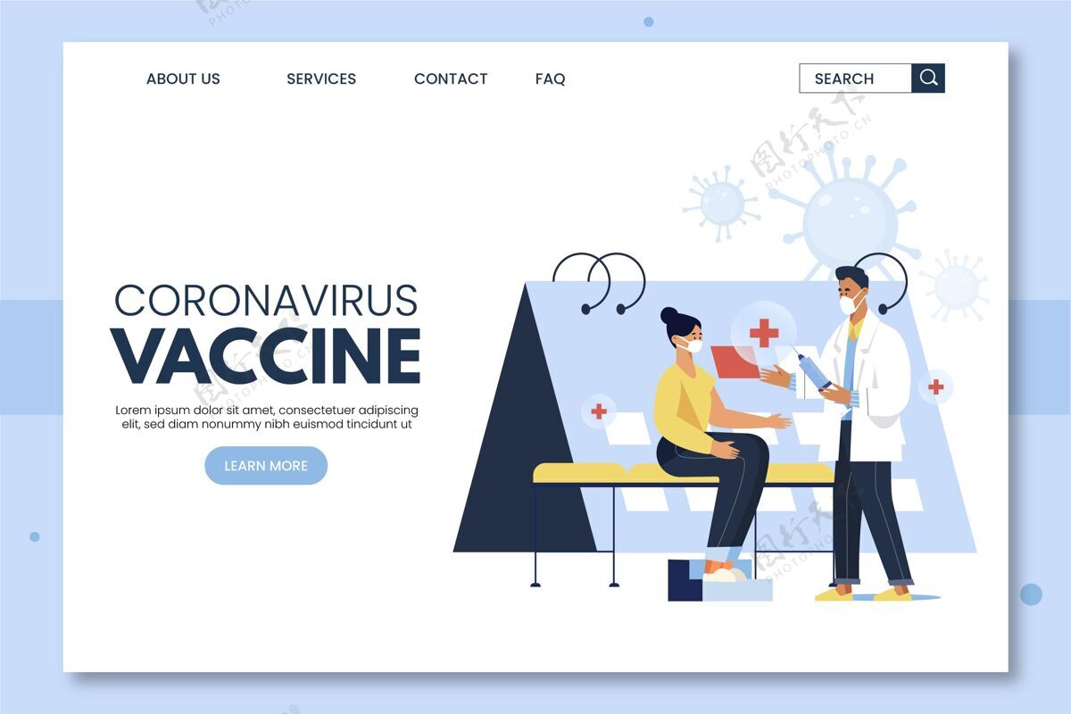 登录页平面手绘冠状病毒疫苗登陆页冠状病毒病毒静态页