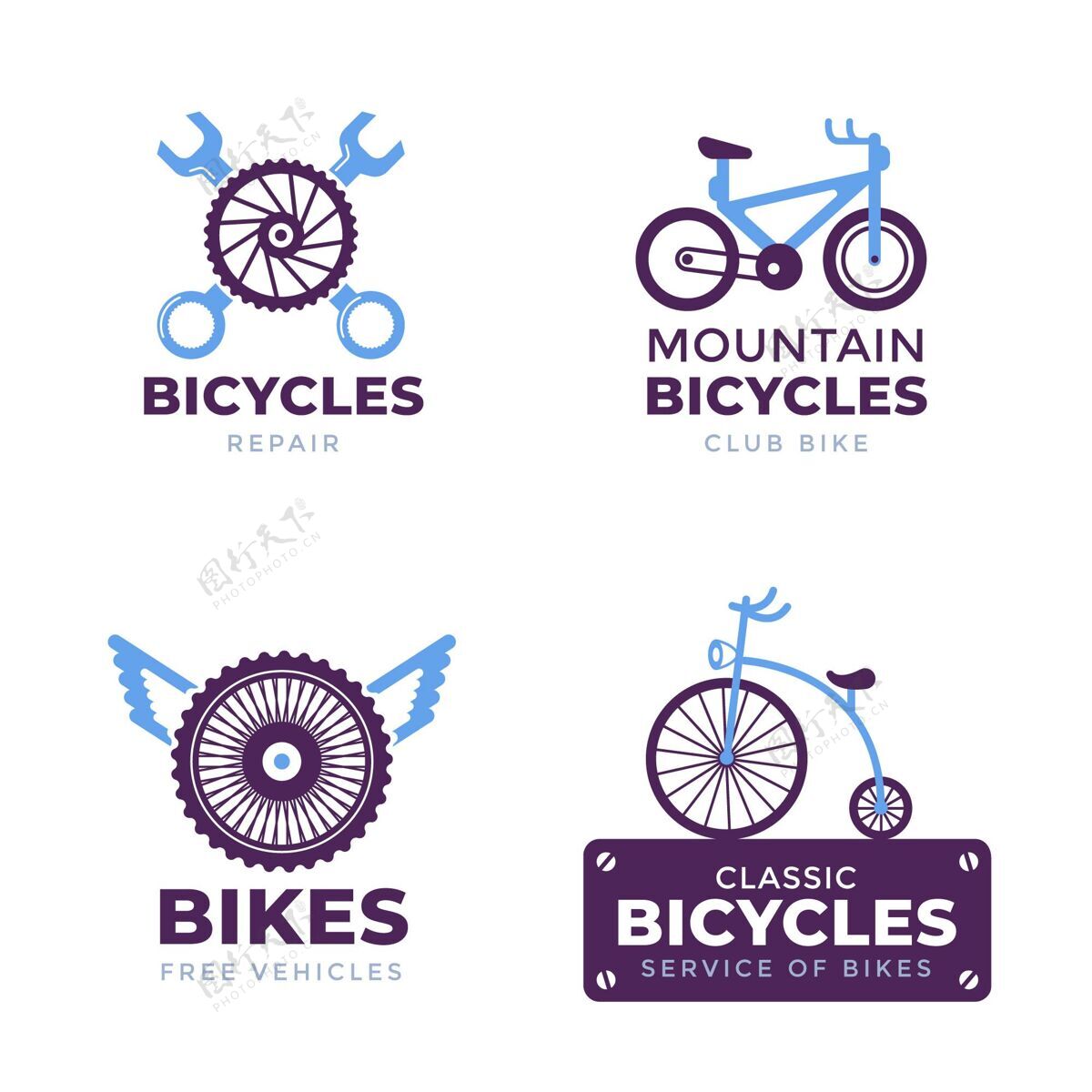 平面设计收集粉彩自行车标志平面设计公司标志标签线标志模板