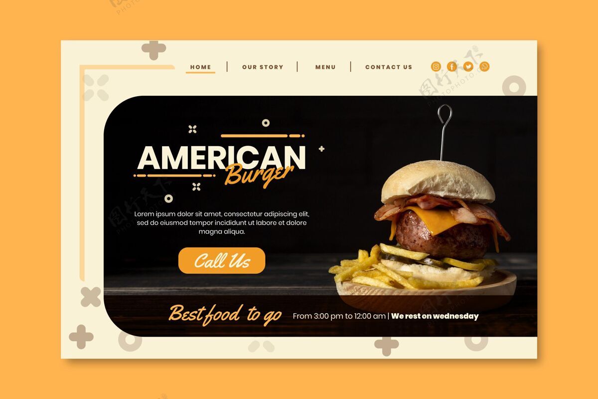 快餐美国食品酒吧登录页模板营养美味登录页