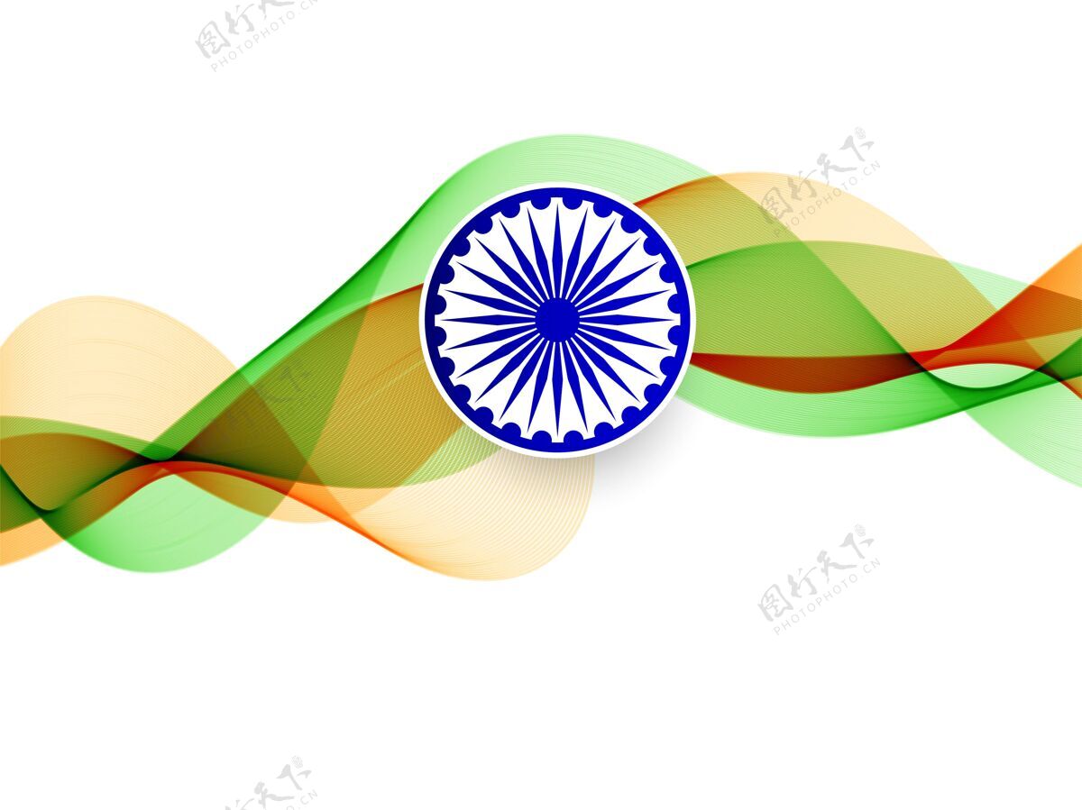 国家飘扬的印度国旗主题波浪节日Swoosh