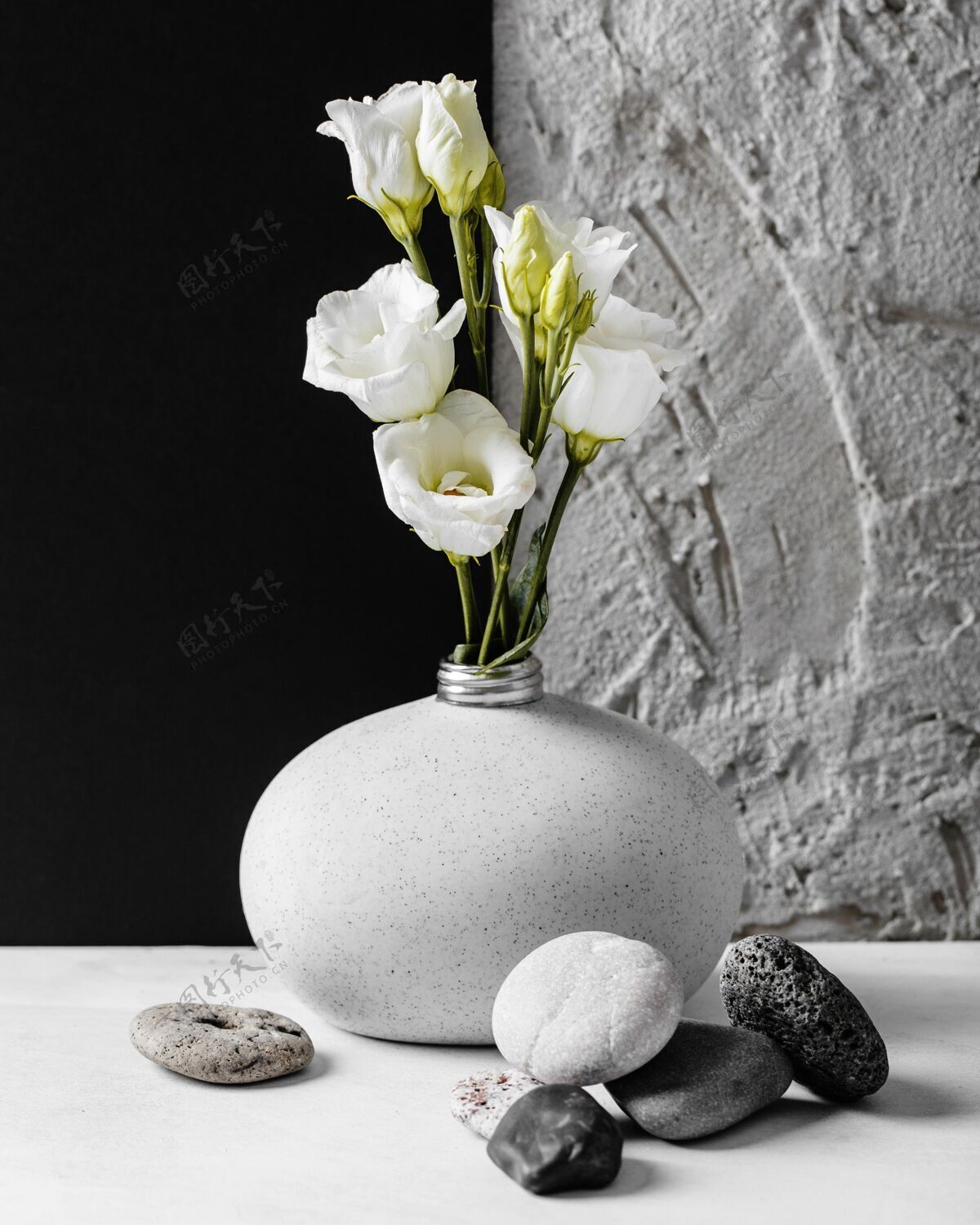 安排春天的花朵用一束石头排列花分类自然