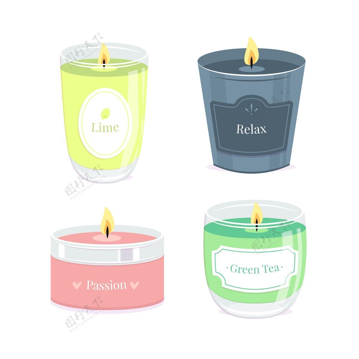 蜡烛平面设计香味蜡烛系列收集香味芳香疗法