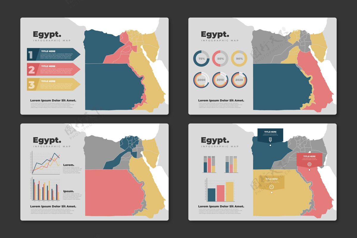 增长平面埃及地图信息图发展埃及数据