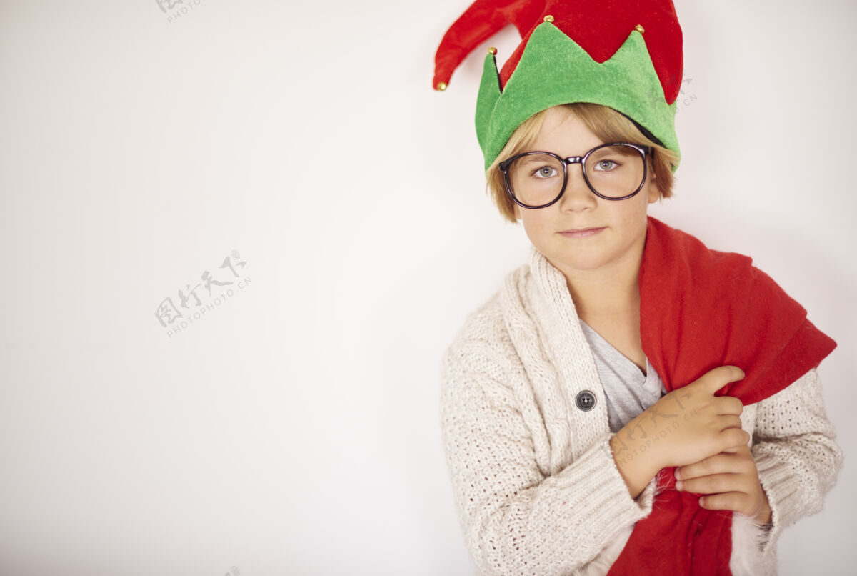童年圣诞小男孩的画像圣诞装饰品袋子装饰品