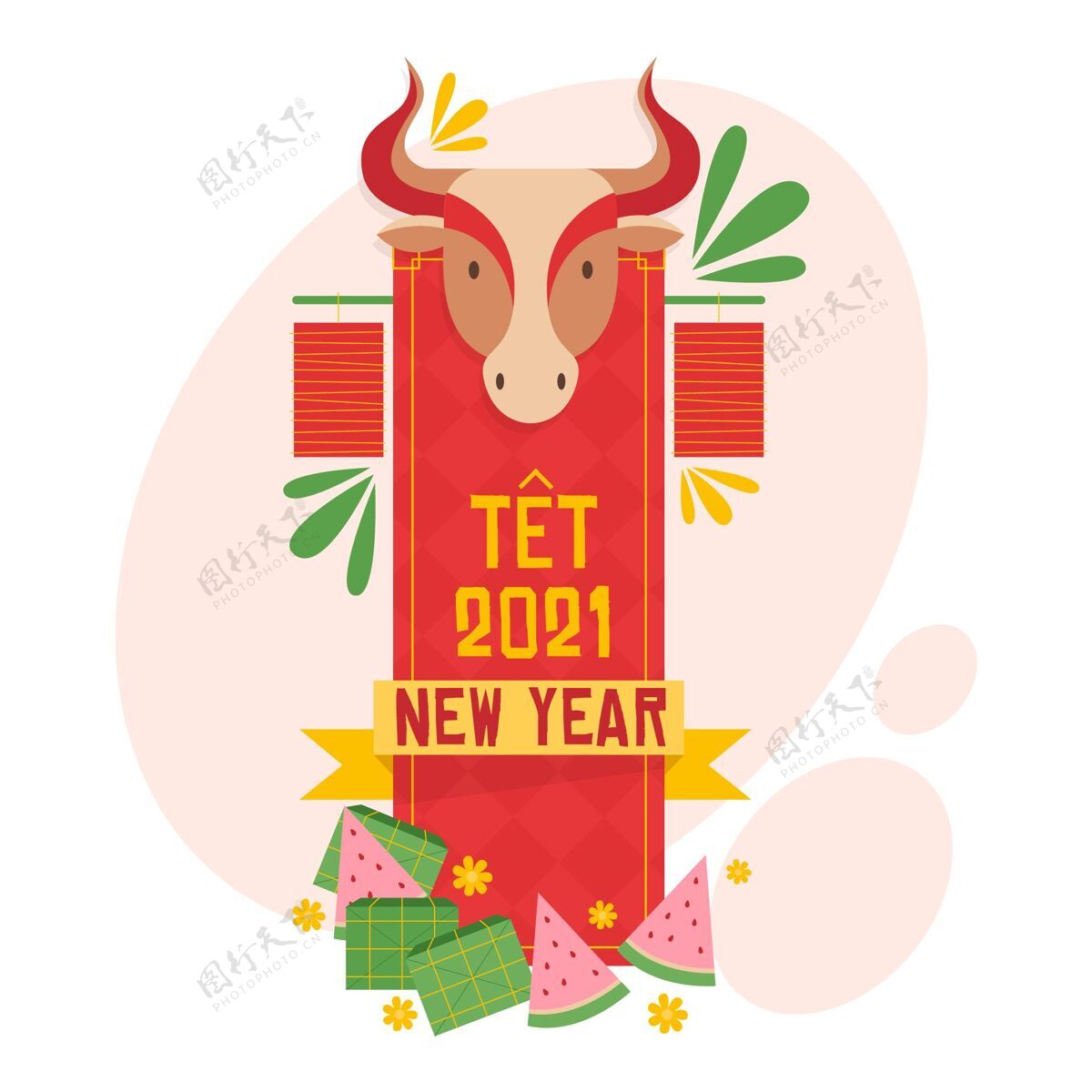 除夕越南新年在平面设计越南聚会春节