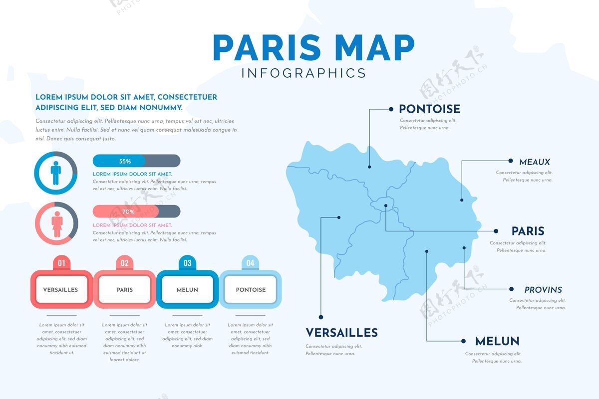 信息平面设计中的巴黎地图信息图信息图信息国家
