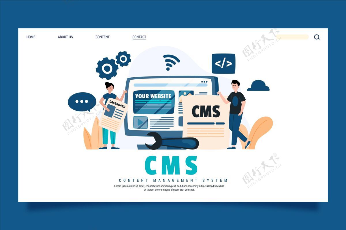 工作手绘cms概念登陆页模板网页模板Cms网页