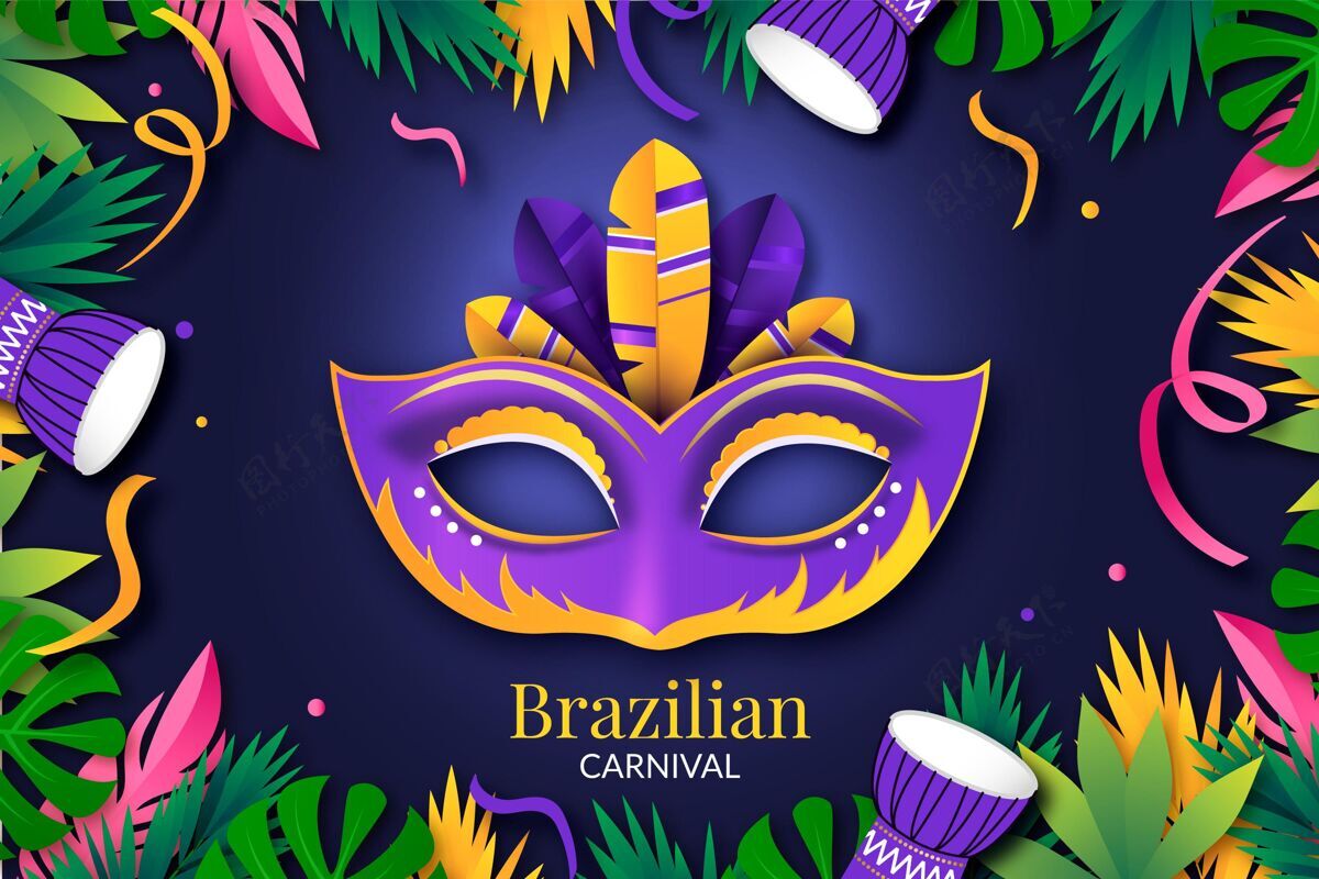 乐趣逼真的巴西嘉年华庆祝嘉年华面具