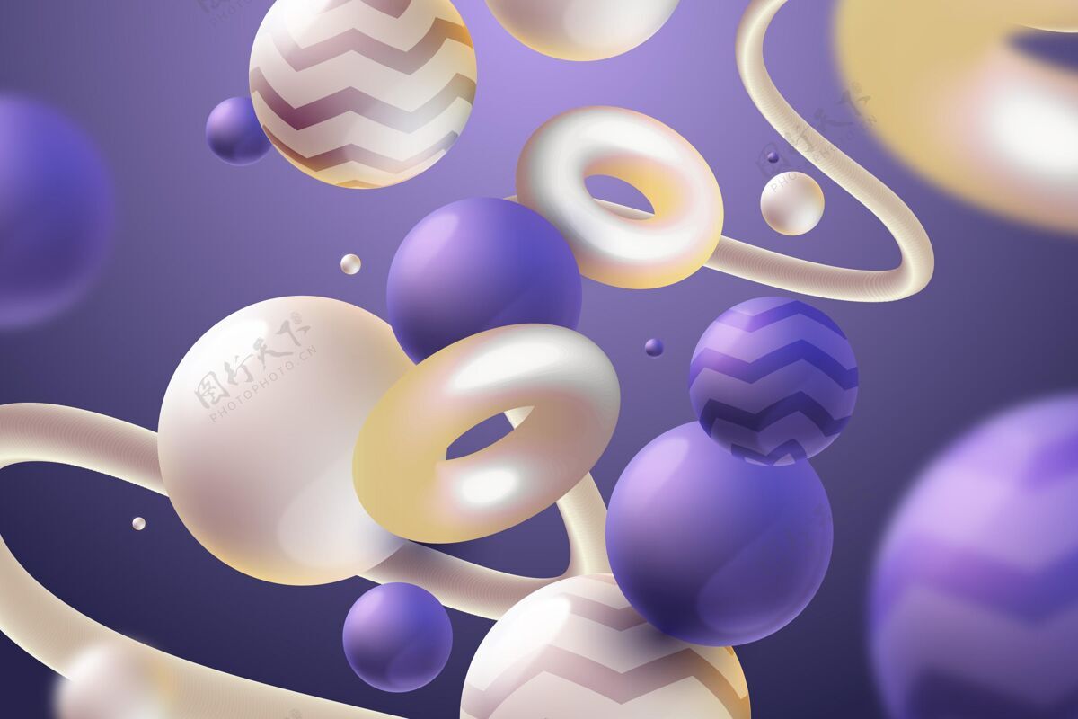 抽象紫色球体的真实背景多边形抽象形状几何背景