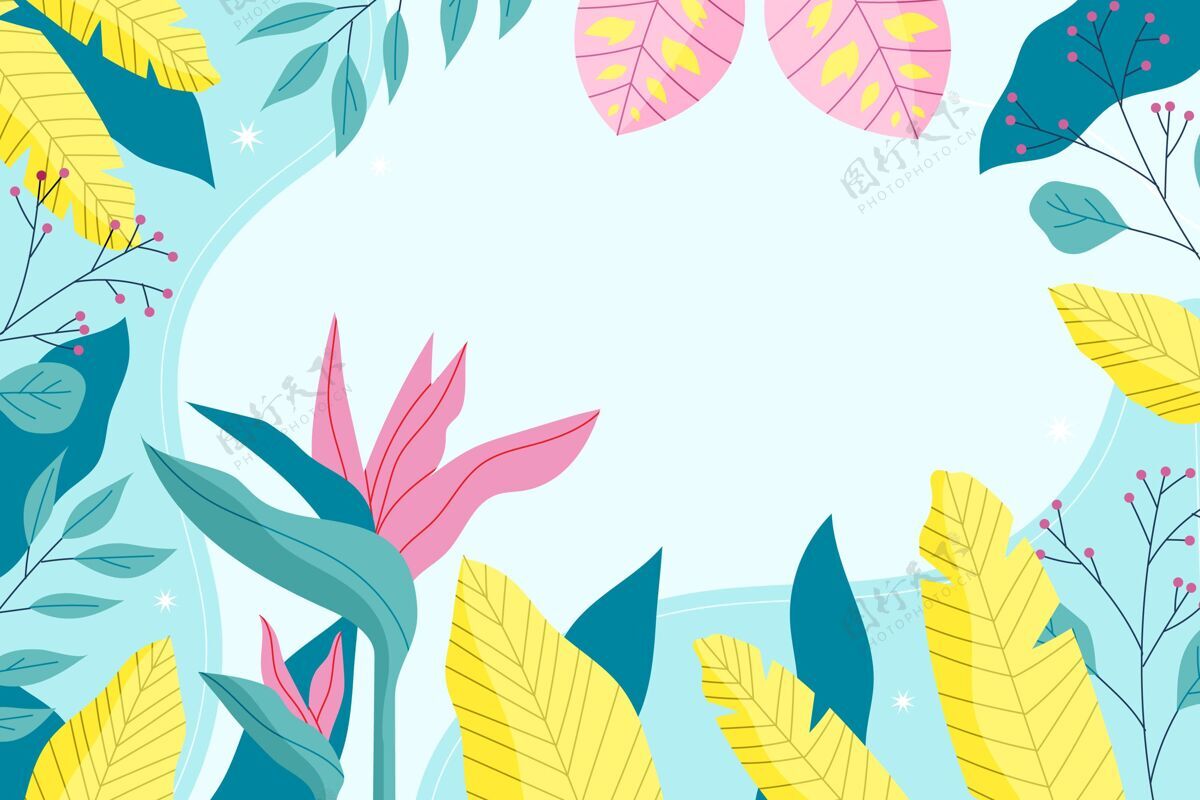 异国情调的花五颜六色的热带墙纸与空白美丽植被热带