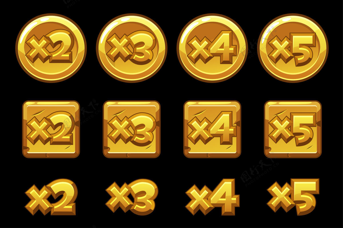 奖金圆板方格上的黄金奖励数字游戏中的一组黄金乘法数字黄金吃角子老虎机数字